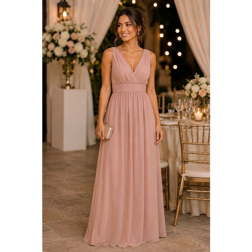 Lulus Blush Pink Empire Waist Maxi Dress NWT Sleeveless Formal Gown Medium